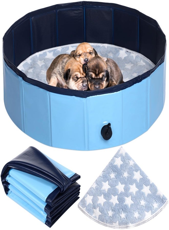 Mindsoft Whelping Pen for Dogs Portable Whelping Box Pool for Small Dogs Puppies with Reusable Pee Pad Washable(Blue,32 x 8 Inch) - Image 1